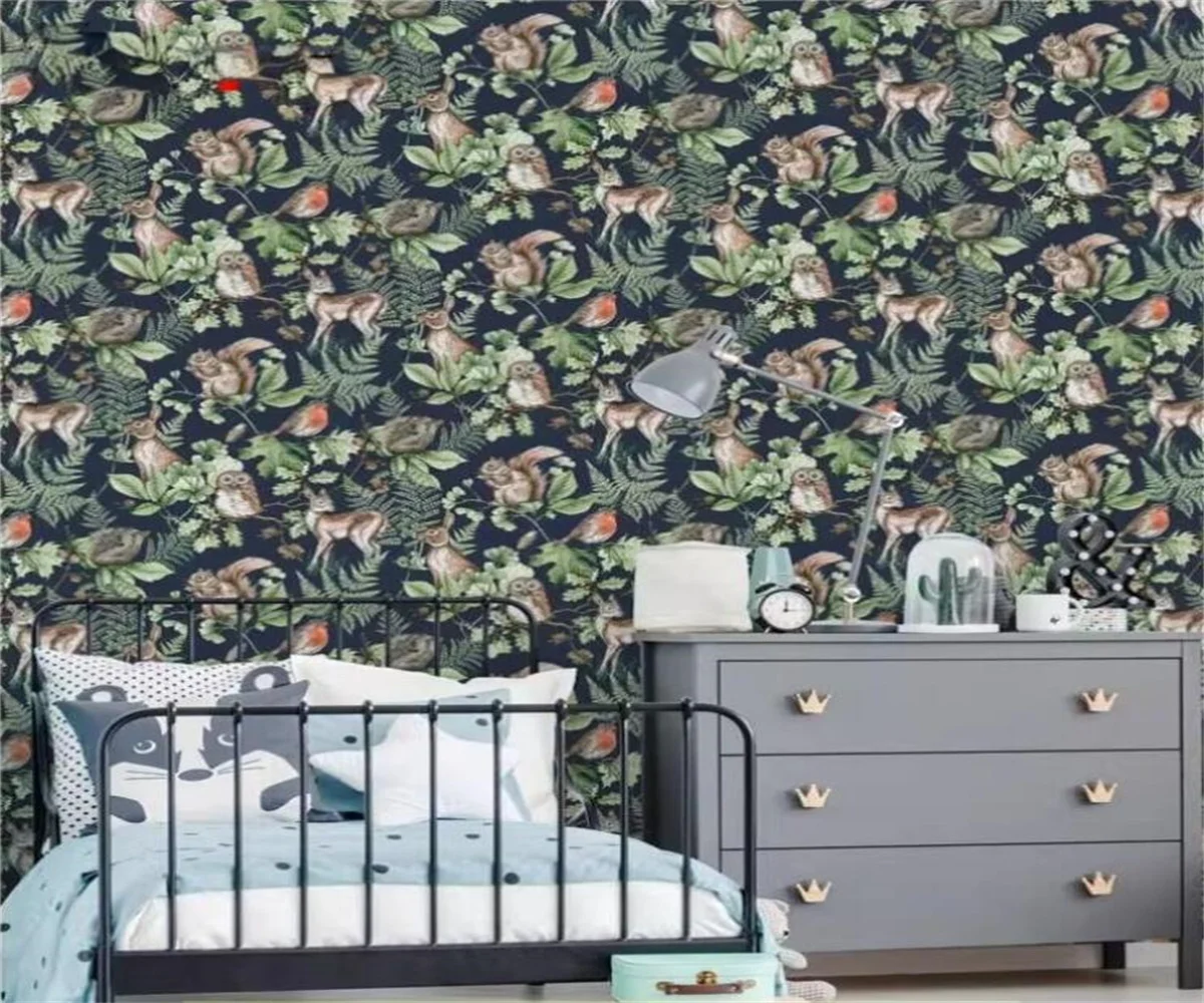 مخصص الحيوان الأرنب نمط خلفية مطعم فندق الديكور خلفية خلفية الفن الاستوائي ثلاثية الأبعاد خلفيات ديكور المنزل #2