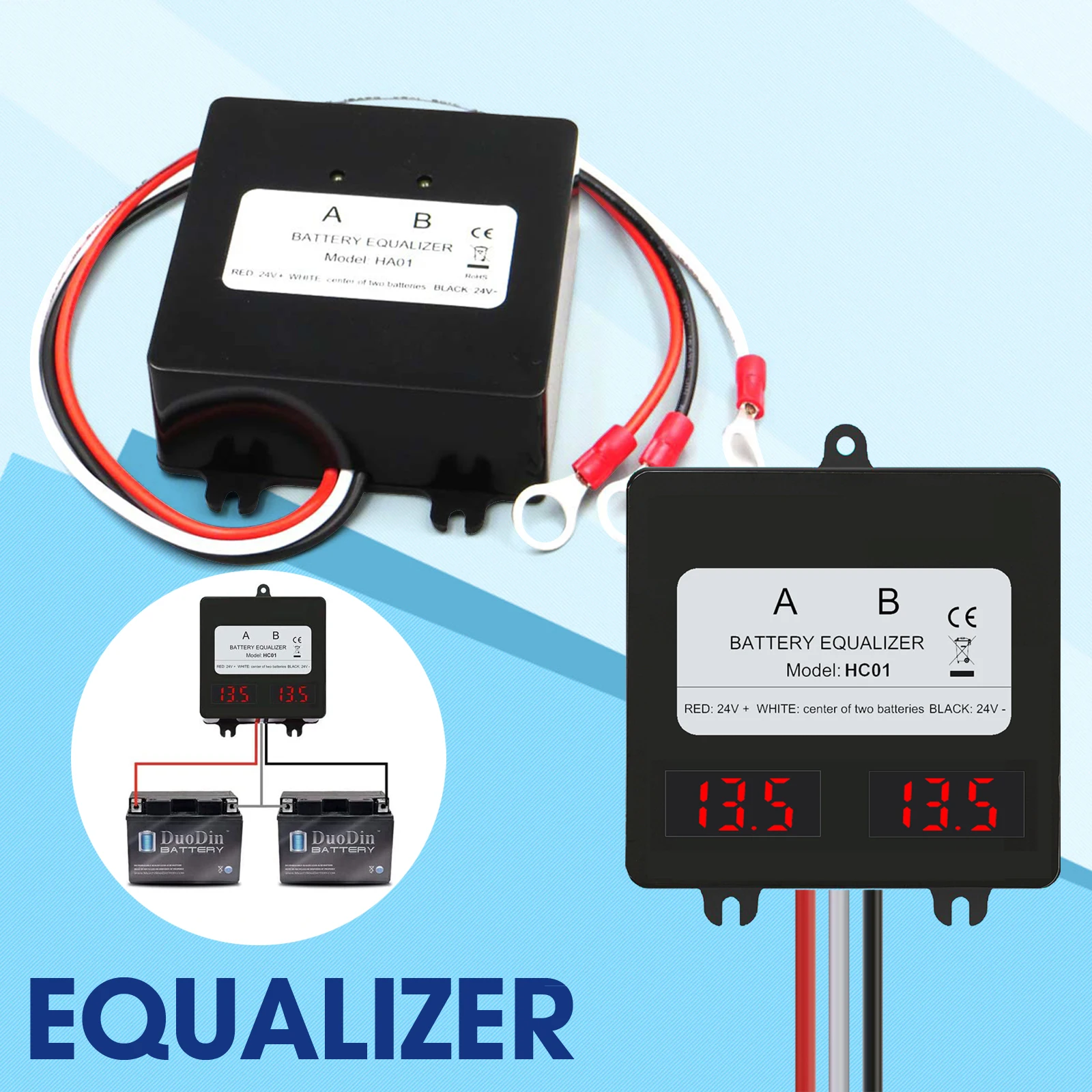 Battery Balancer Equalizer Charger 24/36/48/60V 5A HA01 Hc01 2 x 12V Lead Acid Batteries Monitor Voltage Discharge Regulator