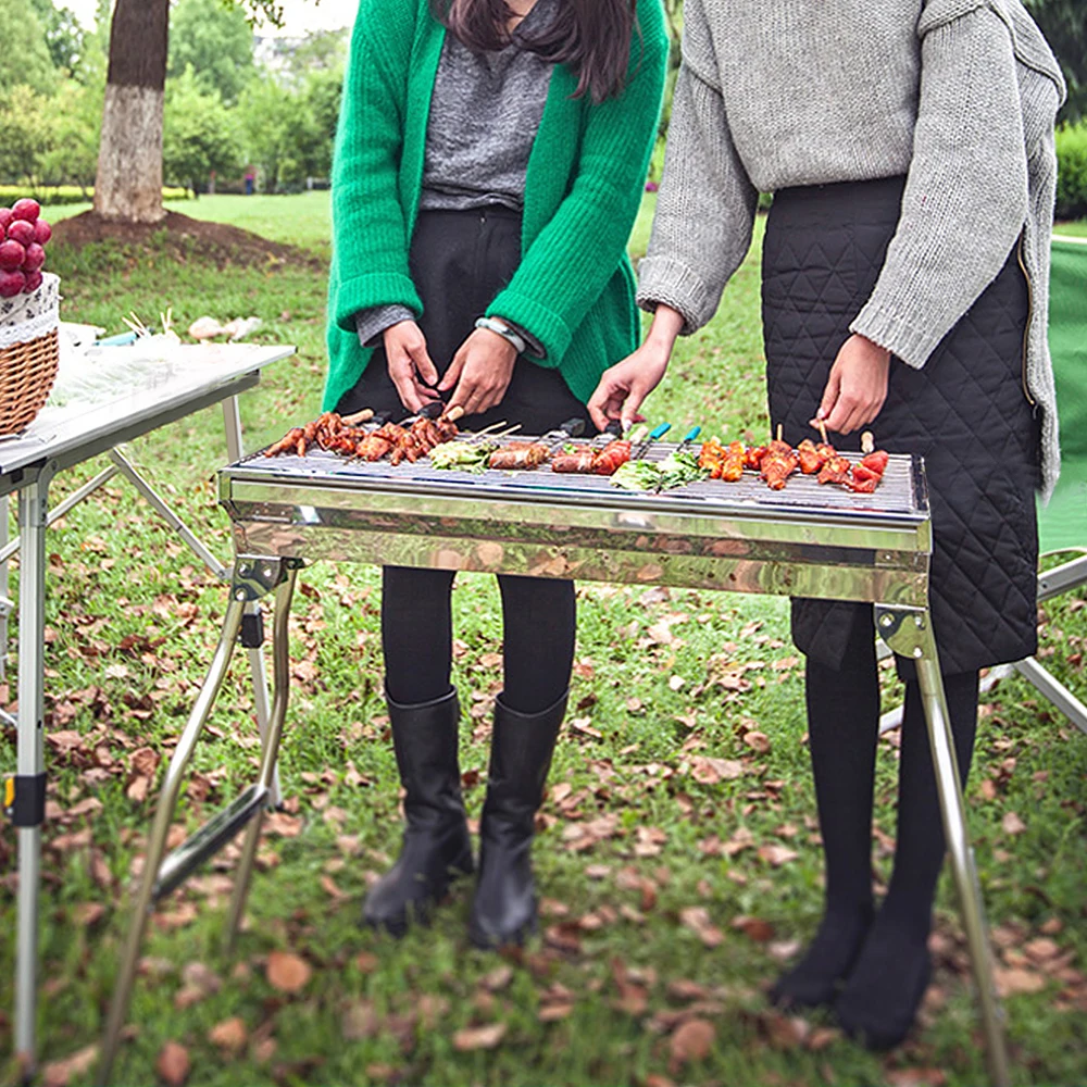 Factory Direct 2026 Charcoal Grill Stainless Steel Outdoor BBQ Grill Foldable Easy Transport Garden Backyard Party Picnic Travel