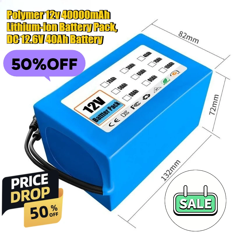 

Rechargeable Batteries 12v 40000mAh Polymer Lithium-ion Battery Pack DC Battery