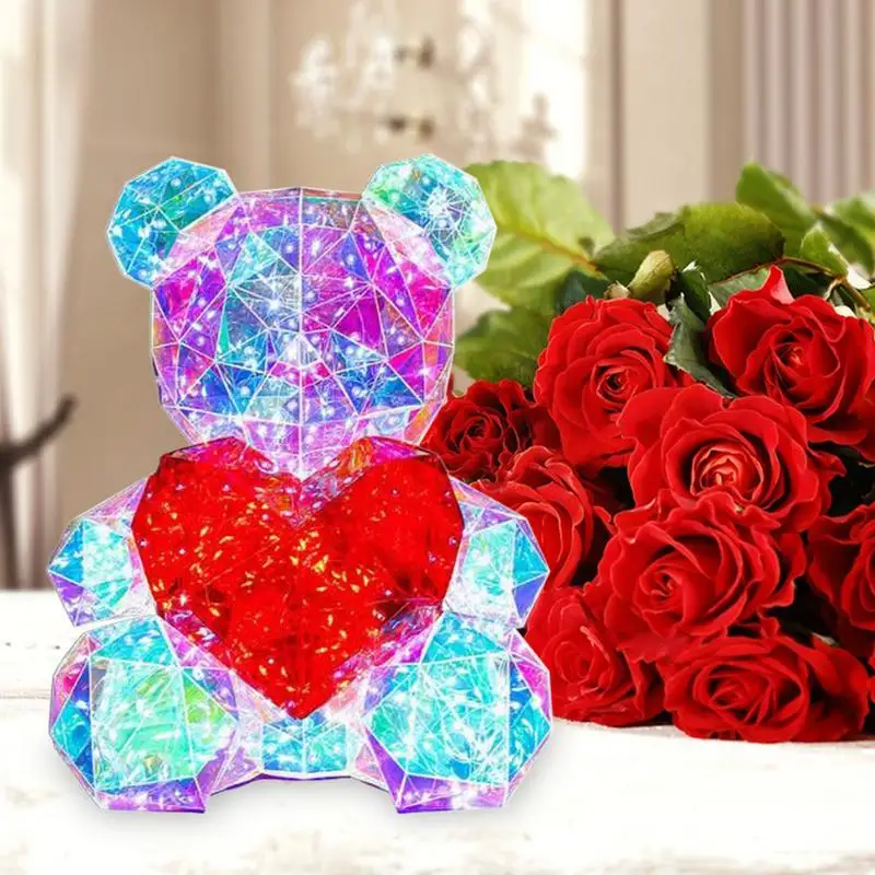 Colorful Glowing Bear 30CM High Fantasy LED Little Bear Lamp Romantic Girlfriend Surpris Birthday Valentine's Gift Holiday Decor