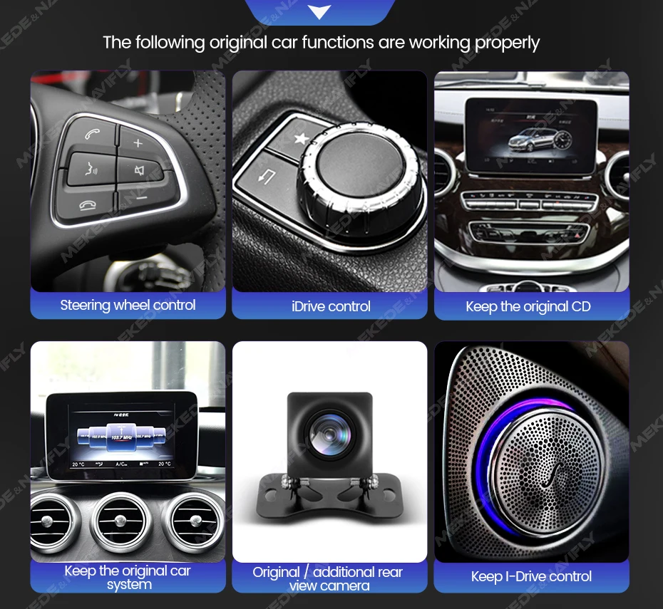 MEKEDE Android 15 10,25" CarPlay Auto für Mercedes-Benz C-Klasse W204 NTG4.0 2008-2010 Autoradio Multimedia-Stereo-Player GPS BT – Detail 16