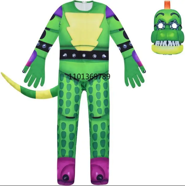 Scary Game Five Nights At Freddyed Cosplay Costume Jumpsuit with Mask Fnaf Freddyed Anime Birthday Gift for Kids Wudimiqi