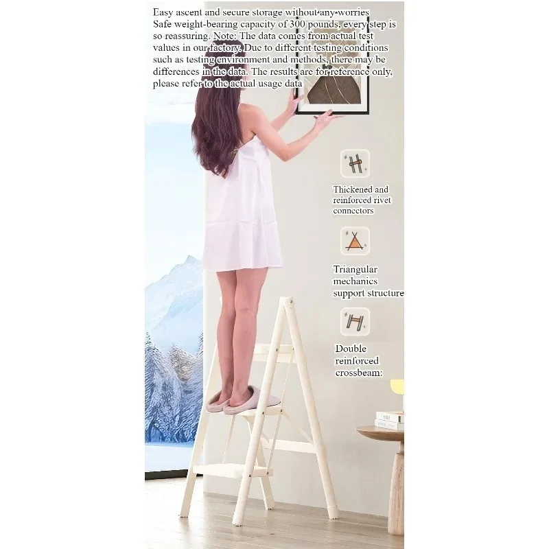 Folding flower stand ladder Household multi-functional herringbone ladder Two-step ladder Indoor portable ladder Stool image 5