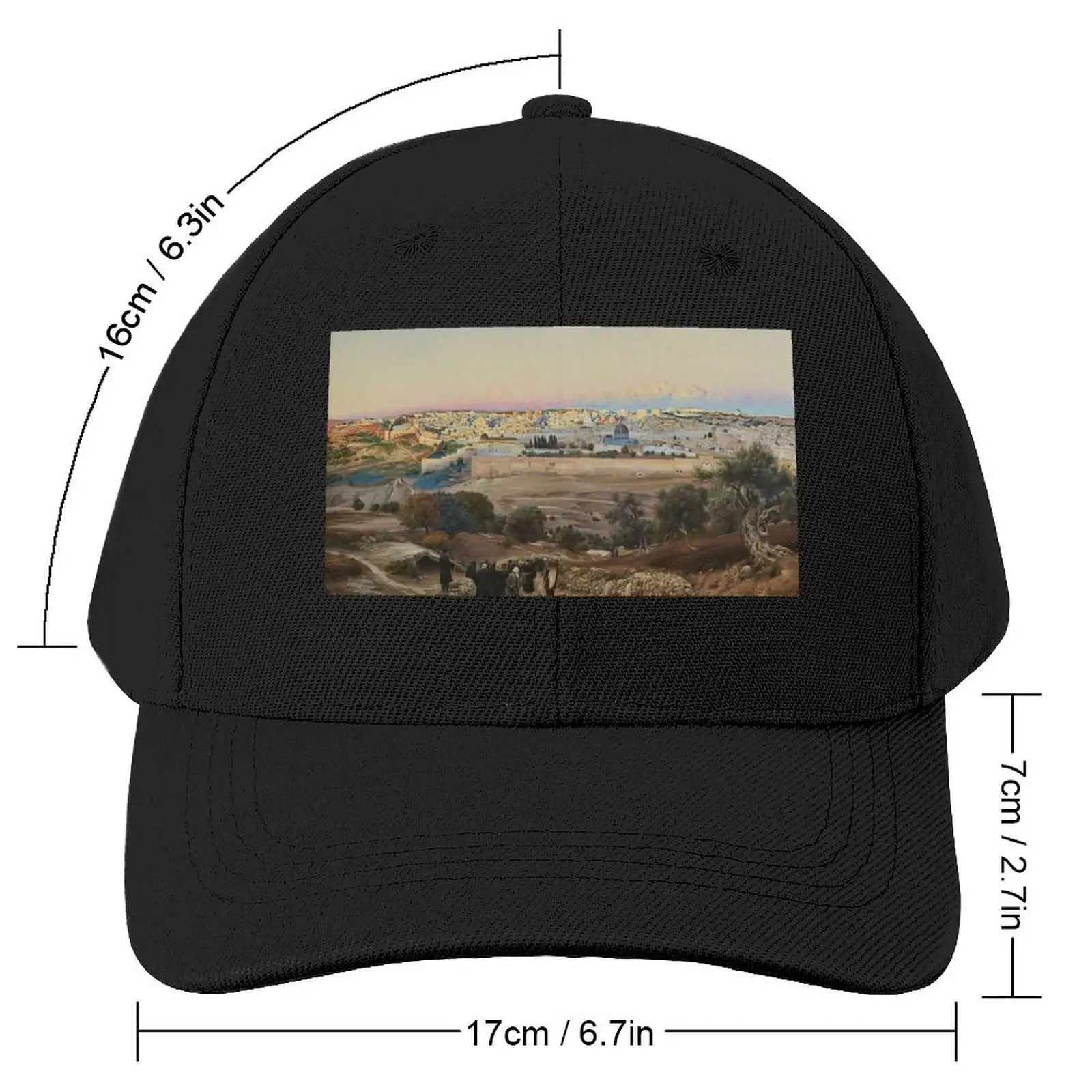 Jerusalem, From the Mount of Olives at Sunrise (1902) - Gustav Bauernfeind Baseball Cap cute Military Tactical Cap Woman Men's