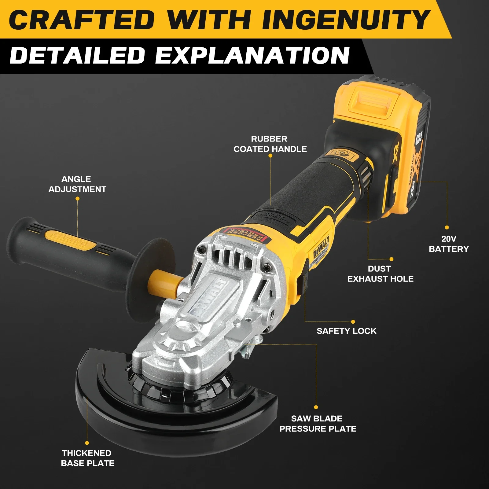 DEWALT 405FN 18V Portable Handheld Cutting Tool Brushless Cordless Angle Grinder For Construction Operations