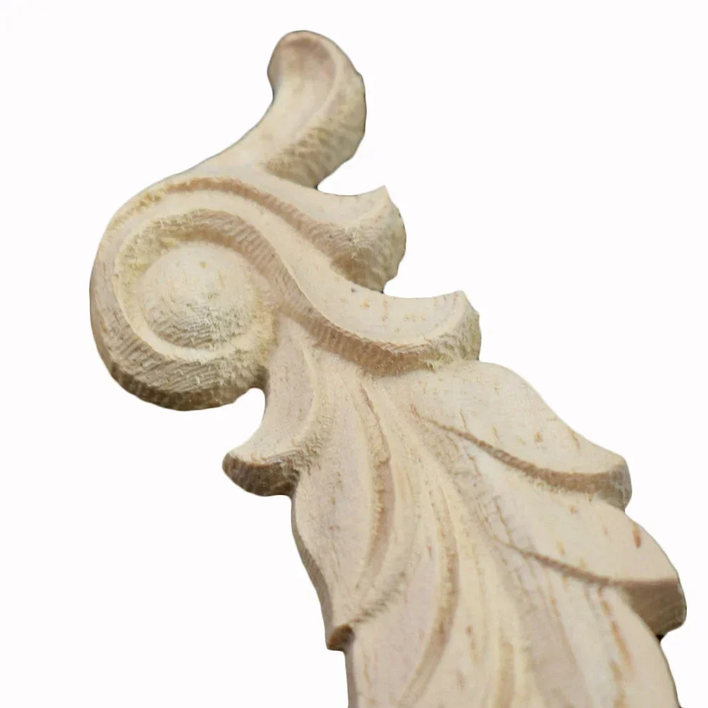 4PCS Floral Wood Carved Decal Corner Appliques Frame Furniture Cabinet Wooden Crafts Home Decoration Accessories for Living Room