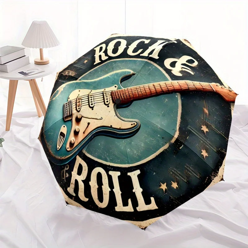 

Автоматический зонт с кнопкой открытия/закрытия одним нажатием - дизайн в виде электрогитары (коричневый/черный/бирюзовый) - портативный складной зонт.