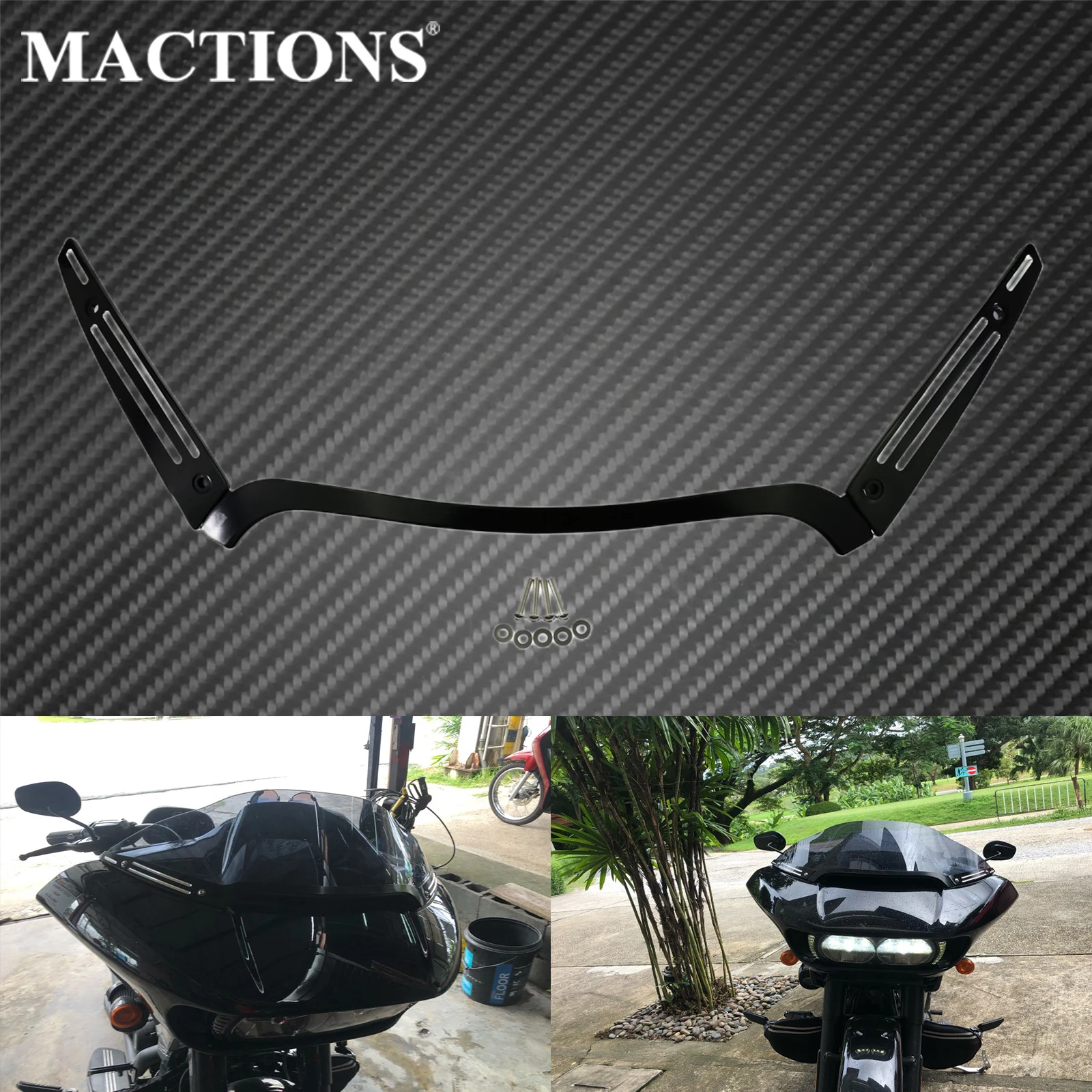 Motocyklowe wykończenie przedniej szyby aluminiowe czarne dla Harley Touring Road Glide Ultra CVO FLTRX FLTRUSE FLTRXS 2015-2021