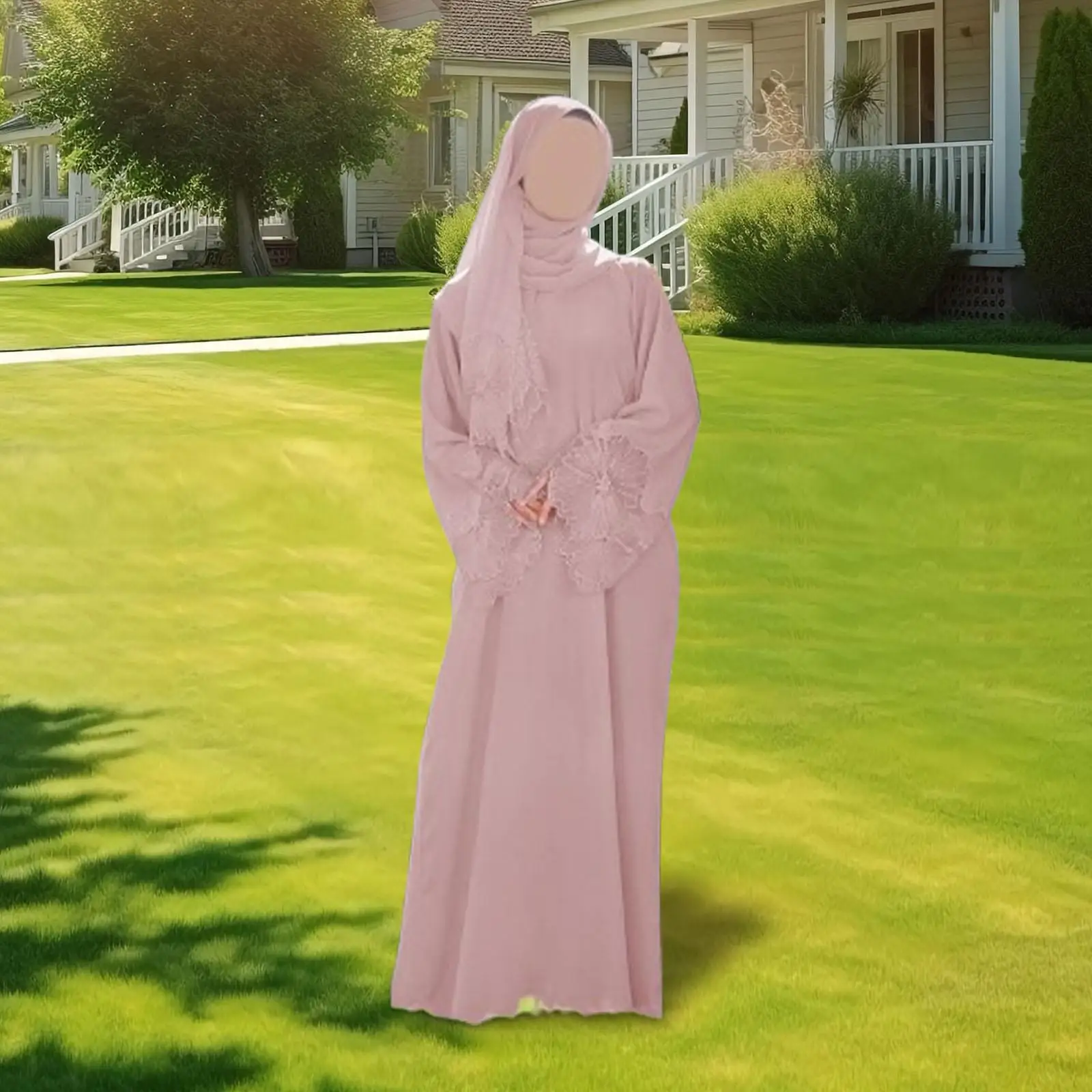 

Muslim Robe Kaftan Robe with Hijab for Pray, Outdoor Festival