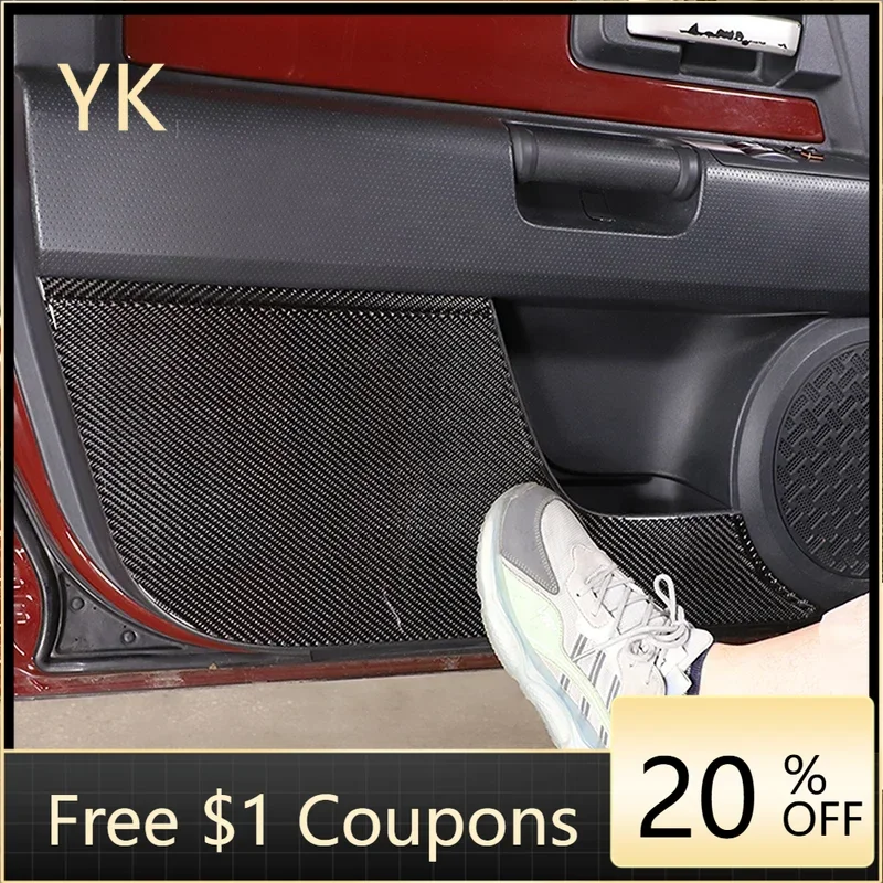 

For Toyota FJ Cruiser 2007-2021 Soft Carbon Fiber Car Front Door Anti-kick Panel Covers Trim Sticker Interior Car Accessories