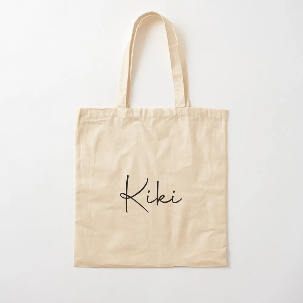 Kiki Cursive Name Label Tote Bag tote bag men Women's handbag Handbags large size bags Canvas Tote Bag