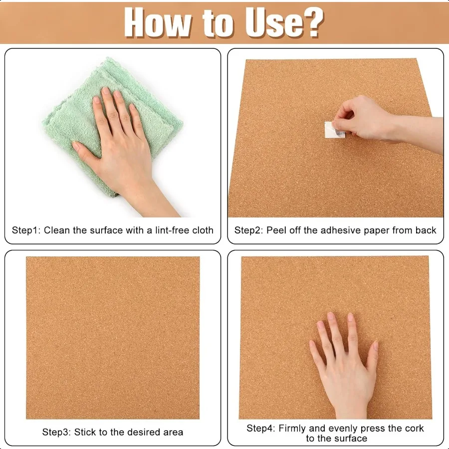 24 Pcs Square Cork Board Tiles 12"x12" 1 4" Thick Bulletin Boards Natural Cork Sheets with Self Adhesive Backing Brown Corkboar