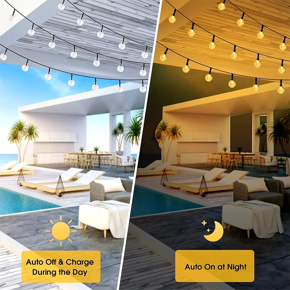 

200 LED Solar Crystal Ball String Lights Outdoor Patio Lights For Garden Party Decor Christmas Halloween Decorations Lights