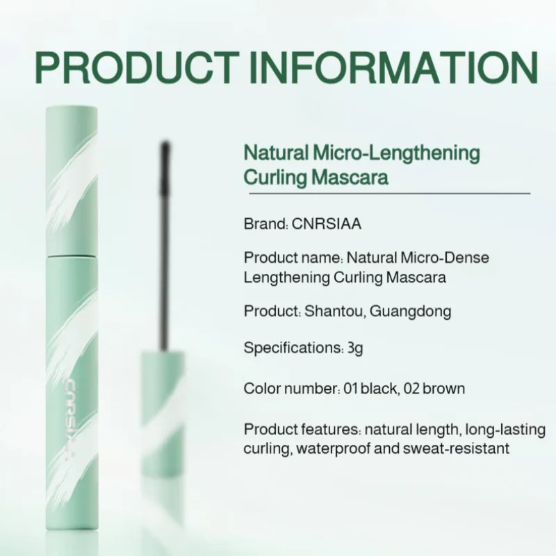 Prosta tusz do rzęs Comfort Natural microdense Beauty Skin Care, wydłużająca i podkręcająca rzęsy, trwała, nie rozmazuje się, tusz definujący rzęsy.