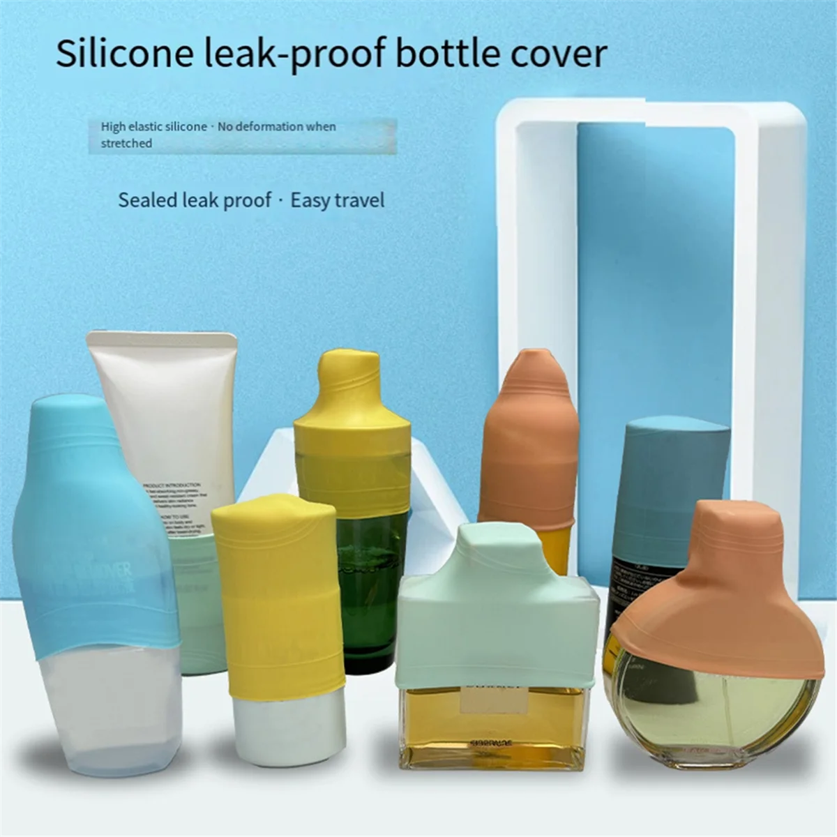 ABXHH 16 housses de bouteilles en Silicone, essentiels de voyage pour femmes, articles de toilette de taille de voyage pour bagages, manchon élastique pour l'épreuve des fuites