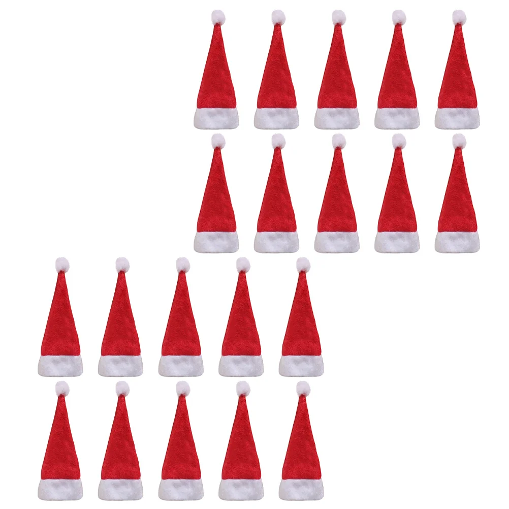 20 Pcs Christmas Candy Hat Mini Santa New Year Hats Claus Miniture Decoration Bottle Topper Lollipop Cover Cap Dedicated