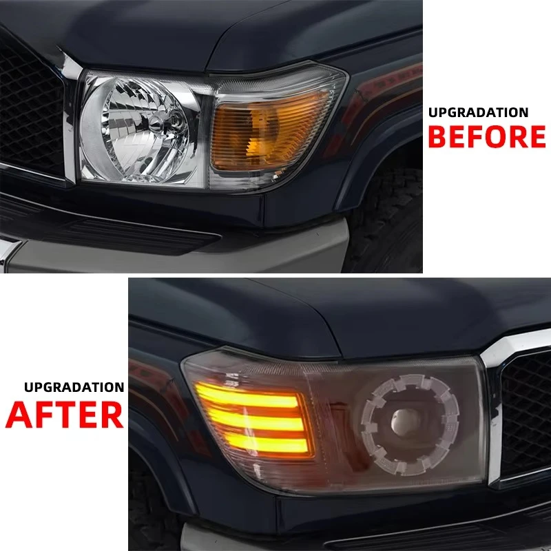 YU GUANG قطع غيار السيارات ترقية LED رئيس مصباح ل Toytoa لاند كروزر بيك اب 4X4 Lc 70 Lc71 75 76 النهار تشغيل أضواء المصابيح الأمامية #3