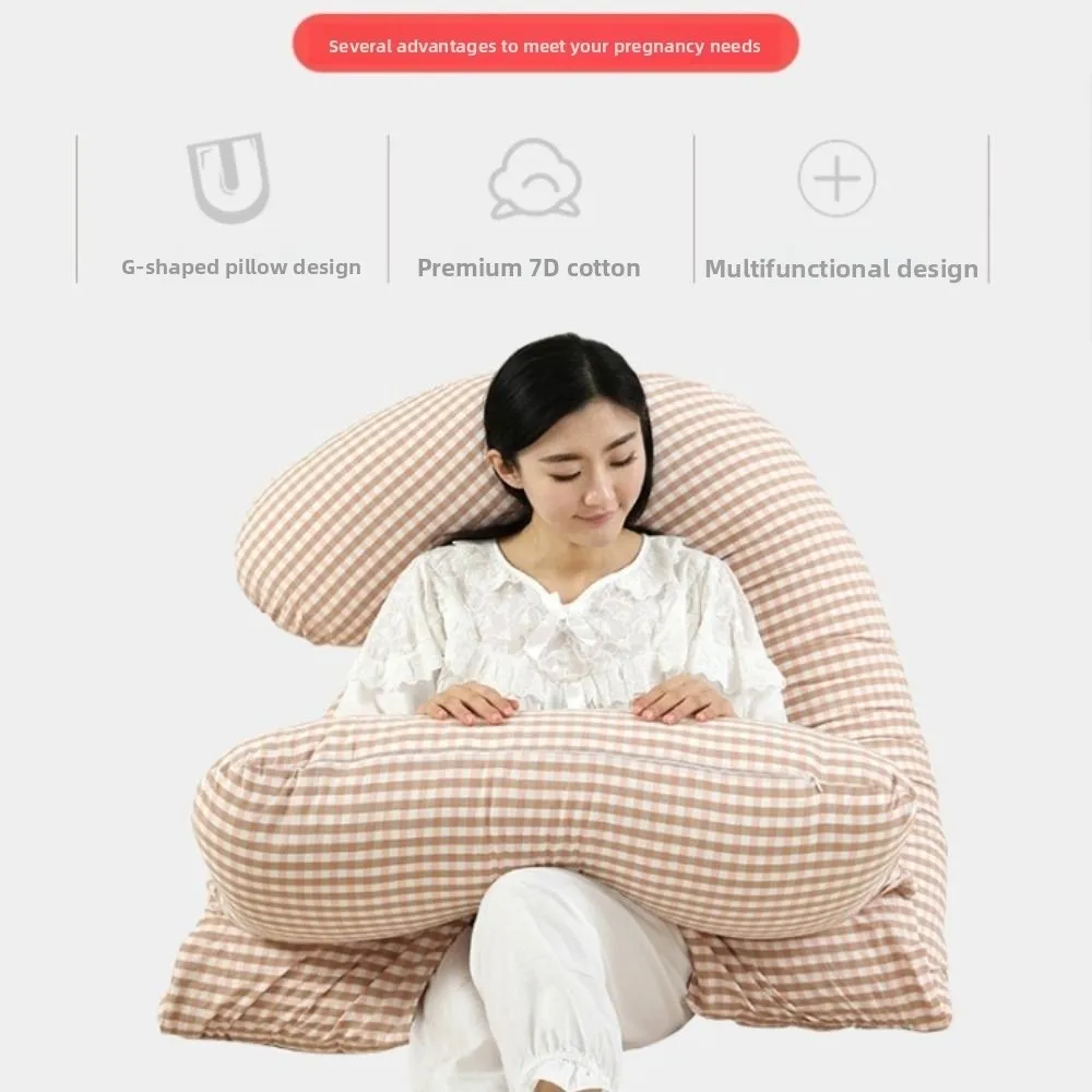 หมอนรองครรภ์รูปตัว G รองรับหน้าท้องและเอว หมอนสำหรับนอนตะแคงอเนกประสงค์ ผลิตจากผ้าฝ้ายกำมะหยี่นุ่ม หมอนรองหลัง