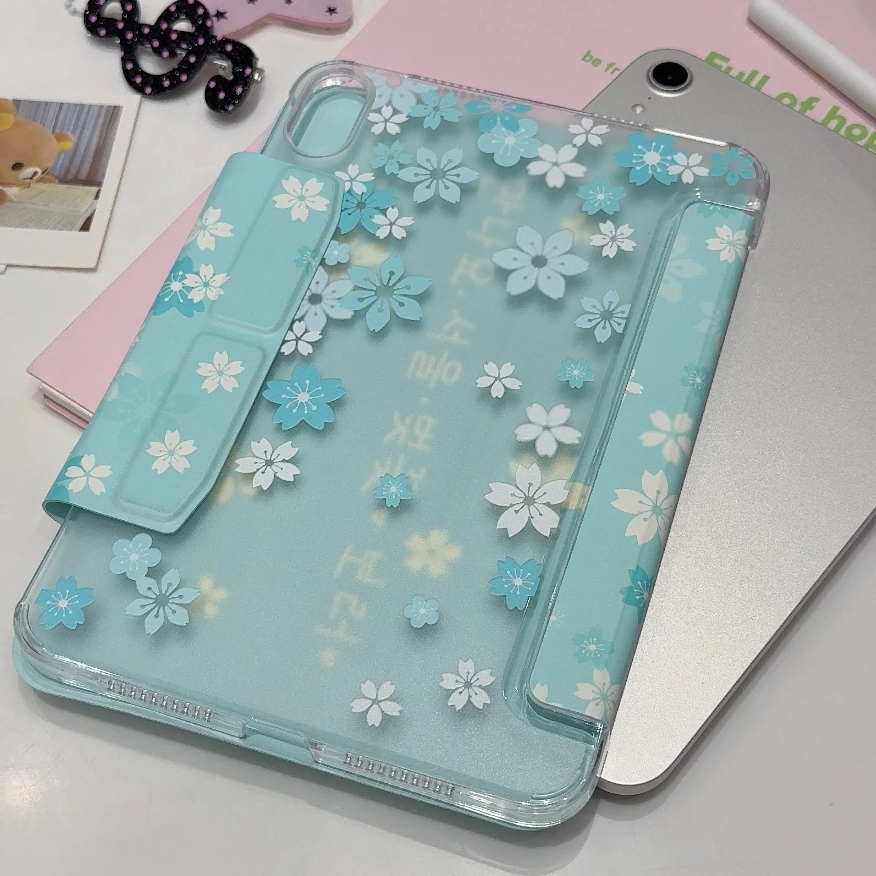 Korean Minimalist Small Flower Tablet Cover For iPad Pro 13 11th M5 M4 12.9 A16 8 7 9th 10th Air 11 M2 M3 Magnetic Buckle Case