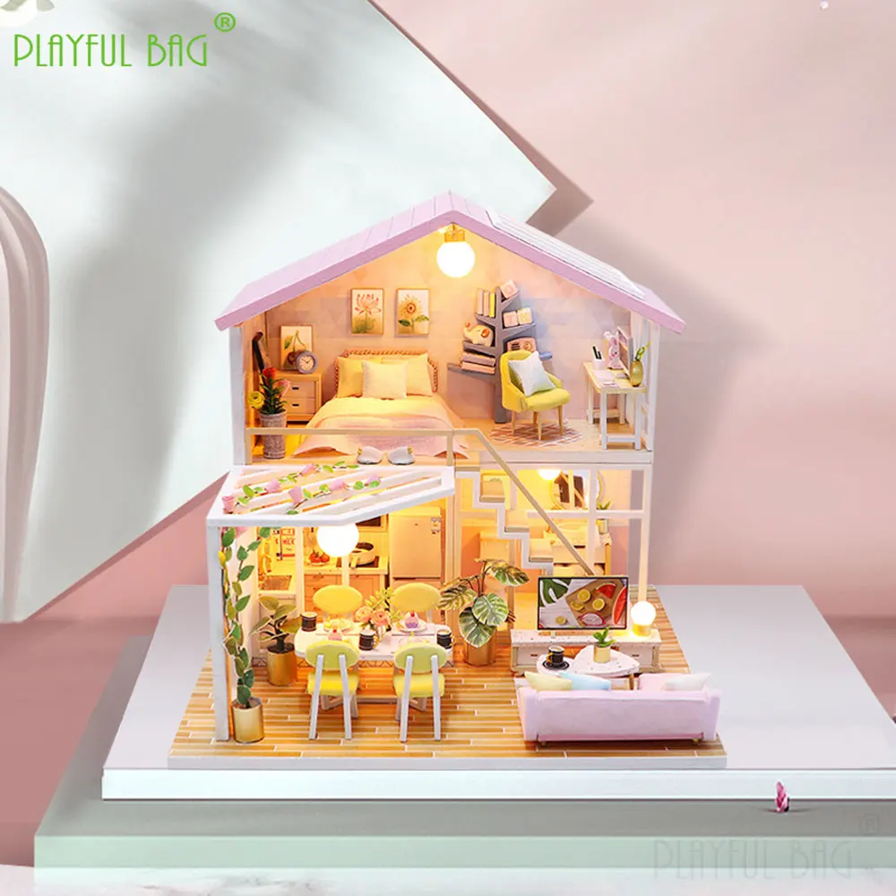 DIY Puppenhaus Handgemachte Holz Modell Kreative Baustein Süße Zeit Handwerk Hause Desktop Ornamente Kinder Geschenke Spielzeug VG214