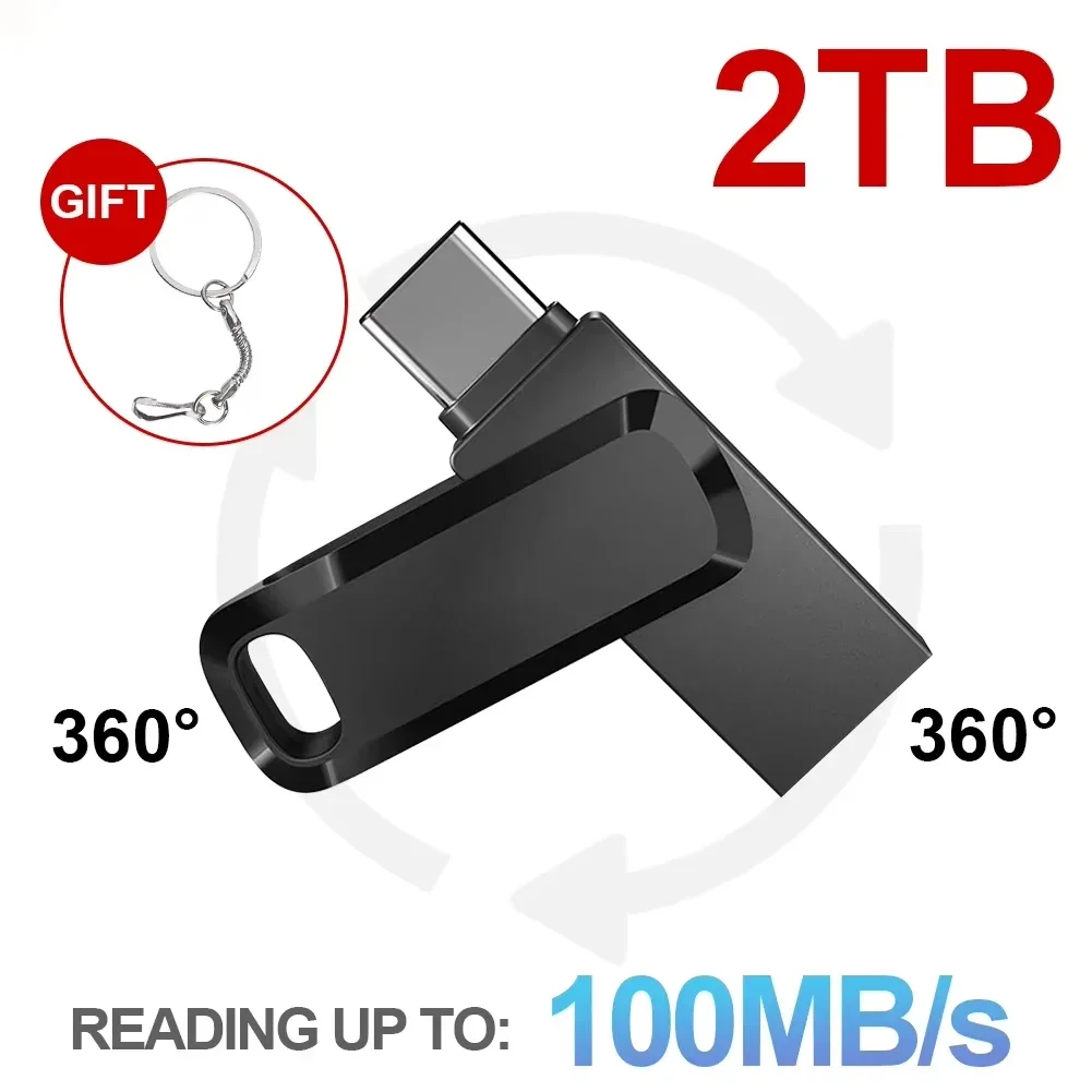 2TB Mini Pen Drive USB 3.0 Type-C Flash Drive 512GB 1TB Large Capacity High Speed Metal Pen Drive Memory Stick For Phone PC Car