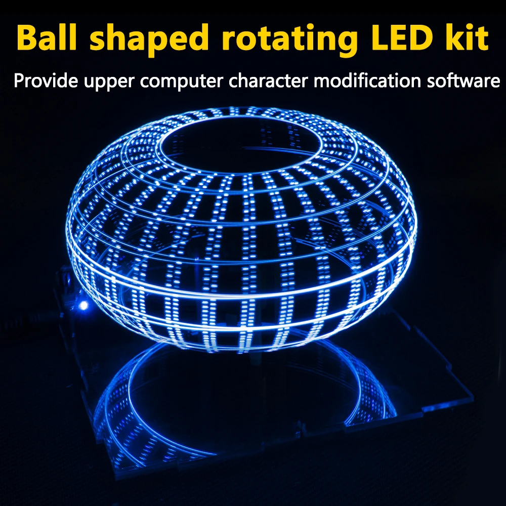 

Dual Axis Spherical Rotating LED Kit Color Clock Display Remote Control Microcontroller DIY Electronic Production