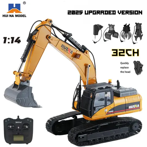 Upgraded Huina 1580 Remote Control Excavator  Alloy Simulation Hydraulic 32-Channel engineering ve a Premium Gift for Boys