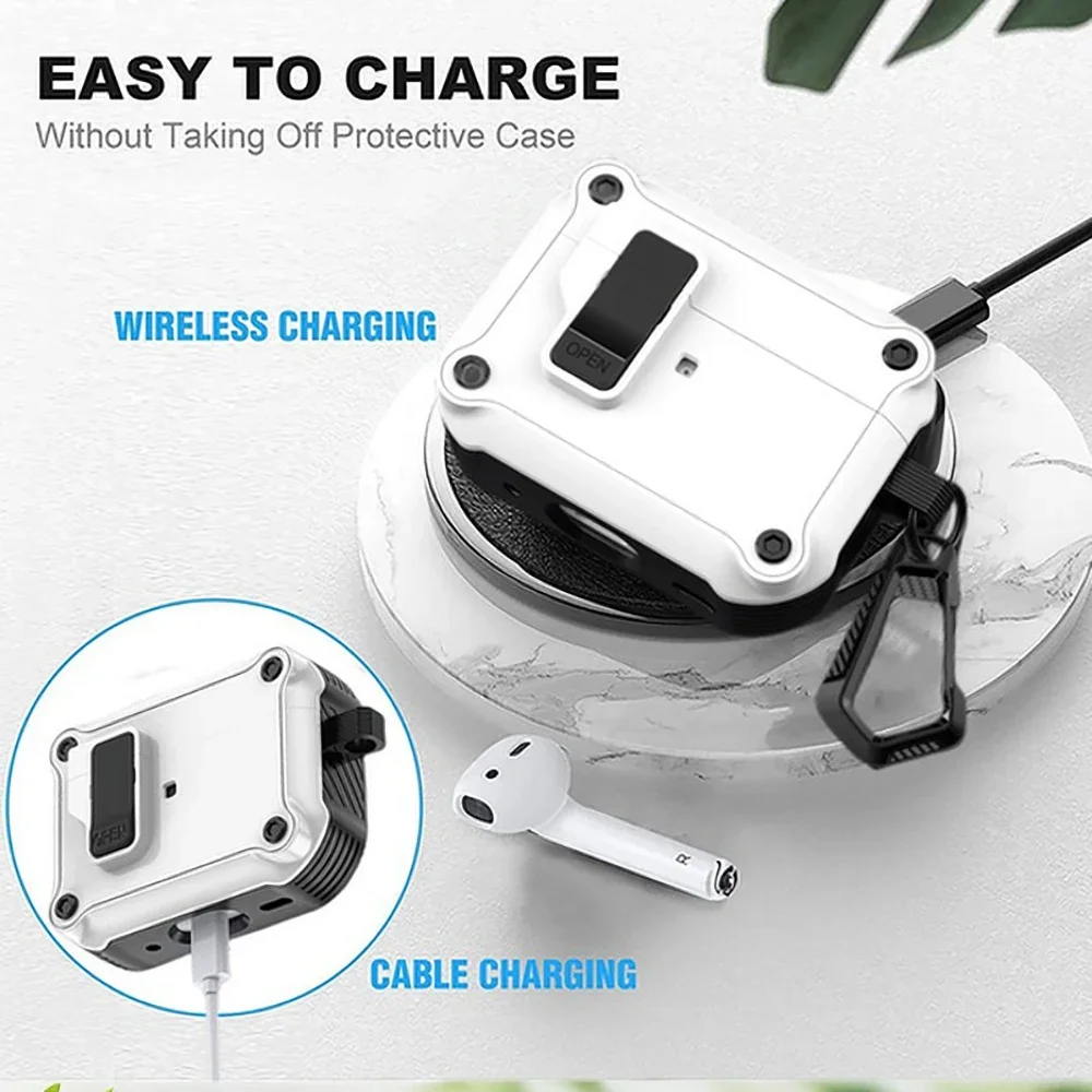 حافظة قفل أمان مقاومة للصدمات لأجهزة AirPods 4 4th Pro 2 2nd USB-C 2022 2023 غطاء حماية الجيل Funda مع خطاف جديد