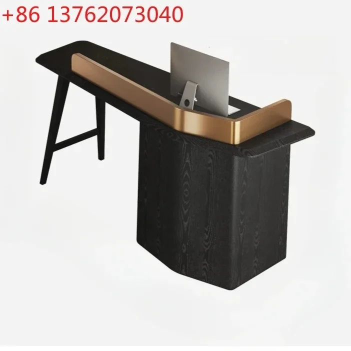 Clothing store personalized checkout page bar counter light luxury high sense black front desk reception counter