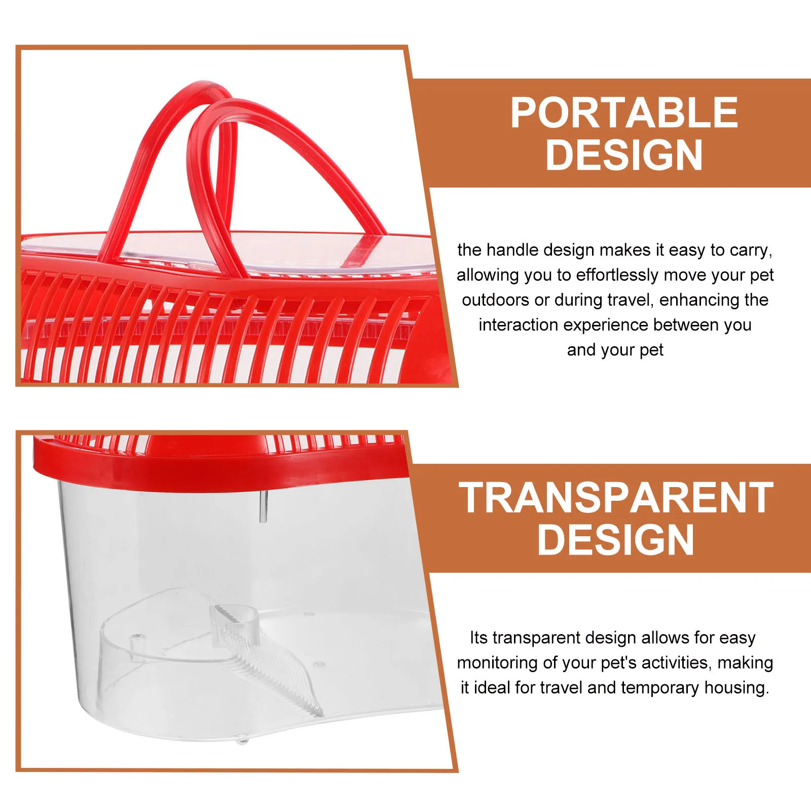 الحيوانات الأليفة السفر الناقل الزواحف تررم مع مقبض التهوية منصة حمامات الشمس خزان بلاستيكي متين للحيوانات الصغيرة في الهواء الطلق