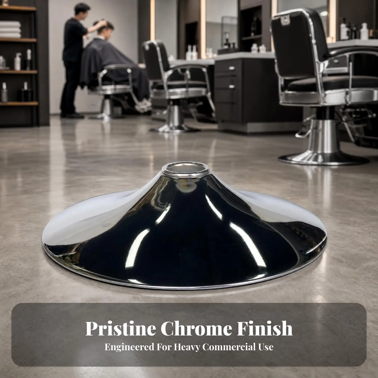 Barber Chair Base Sleek Round Metal Base with Central Opening Stable Sturdy for Salon, Commercial Seating