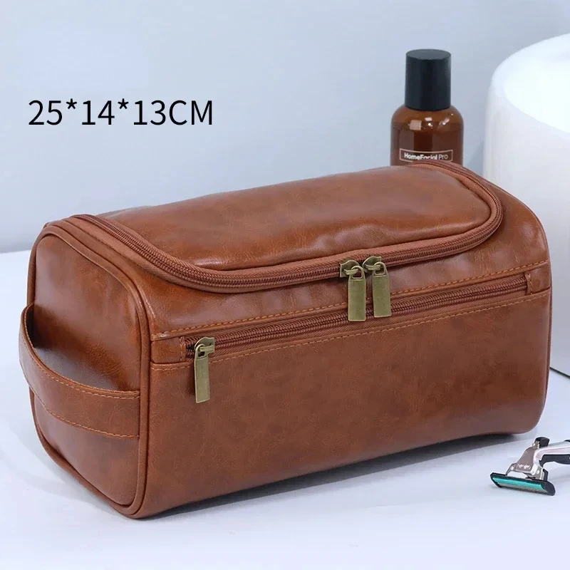Kulturbeutel aus Leder für Männer und Frauen, Dopp Kit, hängende Kulturtasche für Herren, Reise-Kulturbeutel für Reisen, große Kosmetiktasche für T