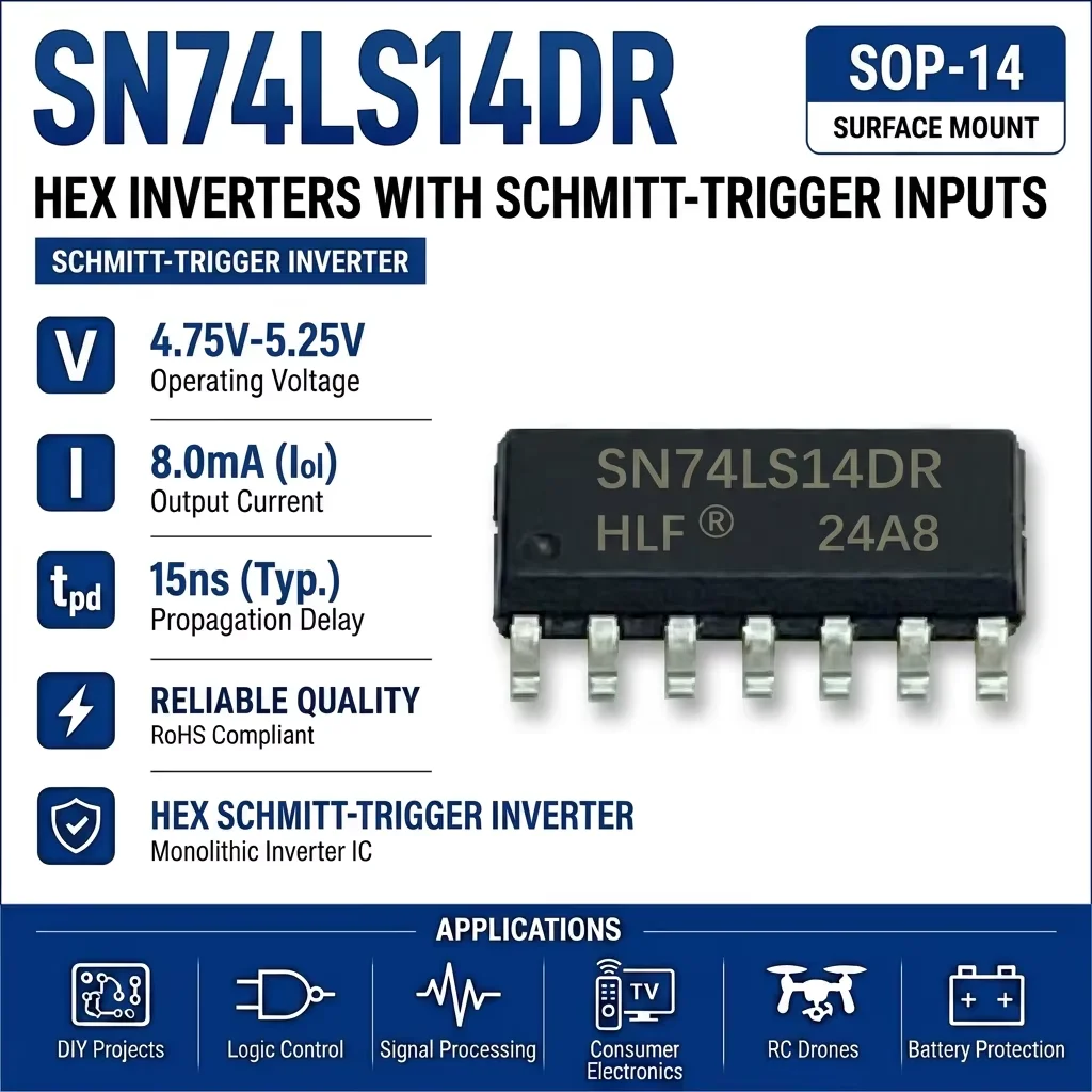 (25 pcs) SN74LS14N DIP-16 / SN74LS14DR SOP-16 SN74LS14 Hex Inverter Schmitt Trigger