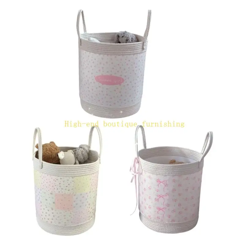 

L9NB Decorative Dirty Clothes Bin With Ribbon For Modern Aesthetic Decoration