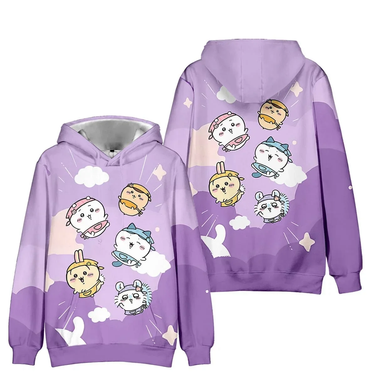 2027 Chiikawa Usagi Hachiware Hoodie Anime Pullover Sweatshirt Langarm Freizeit-Kapuzenpullover Unisex Streetwear Familien-Set – Detail 9