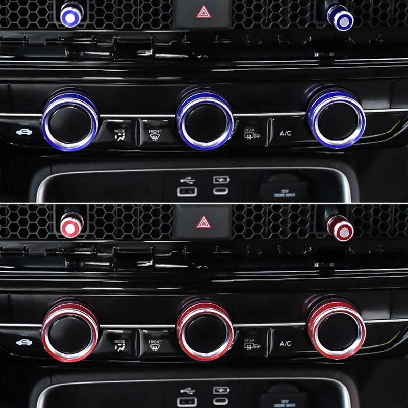 3pcs AC Control Knob Decoration Ring Trim Cover Car Stickers For Honda Civic CRV 2021-2025 Interior Accessories Modify
