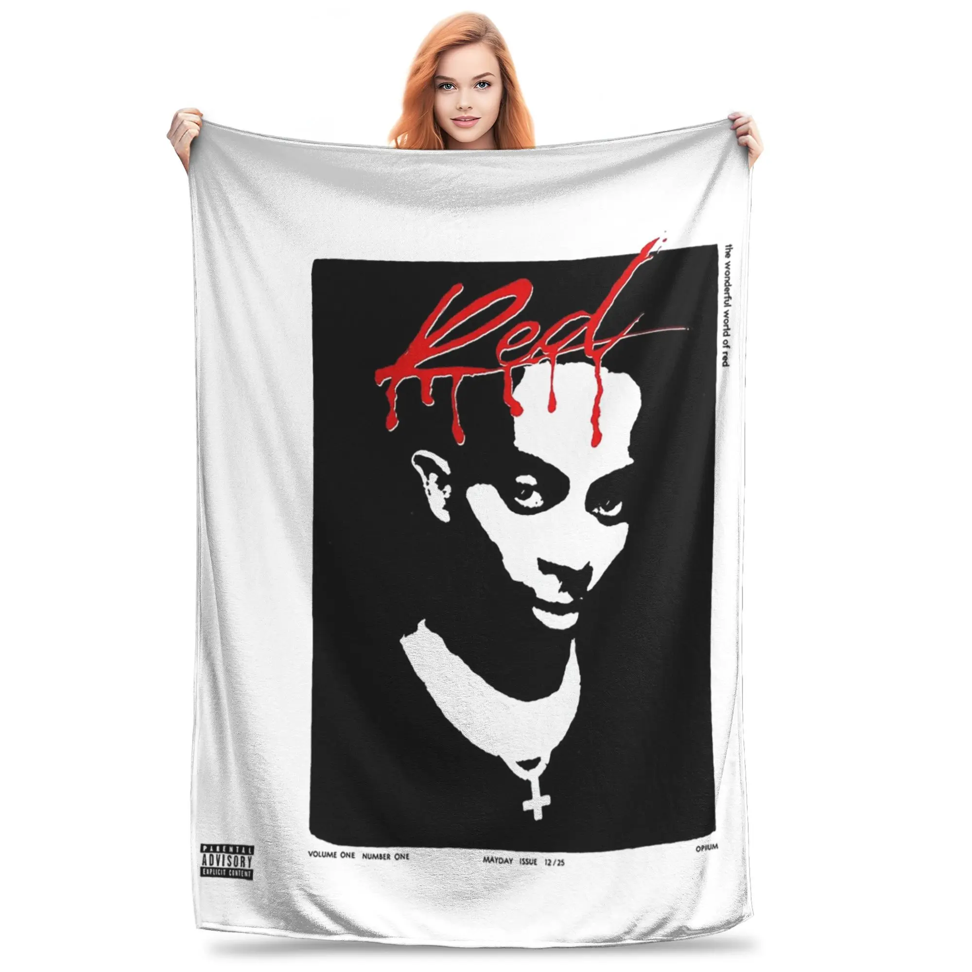 Playboi Carti Whole Lotta Red Album Cove Blanket Soft Warm Flannel Throw Blanket Bedspread for Bed Living room Picnic Travel