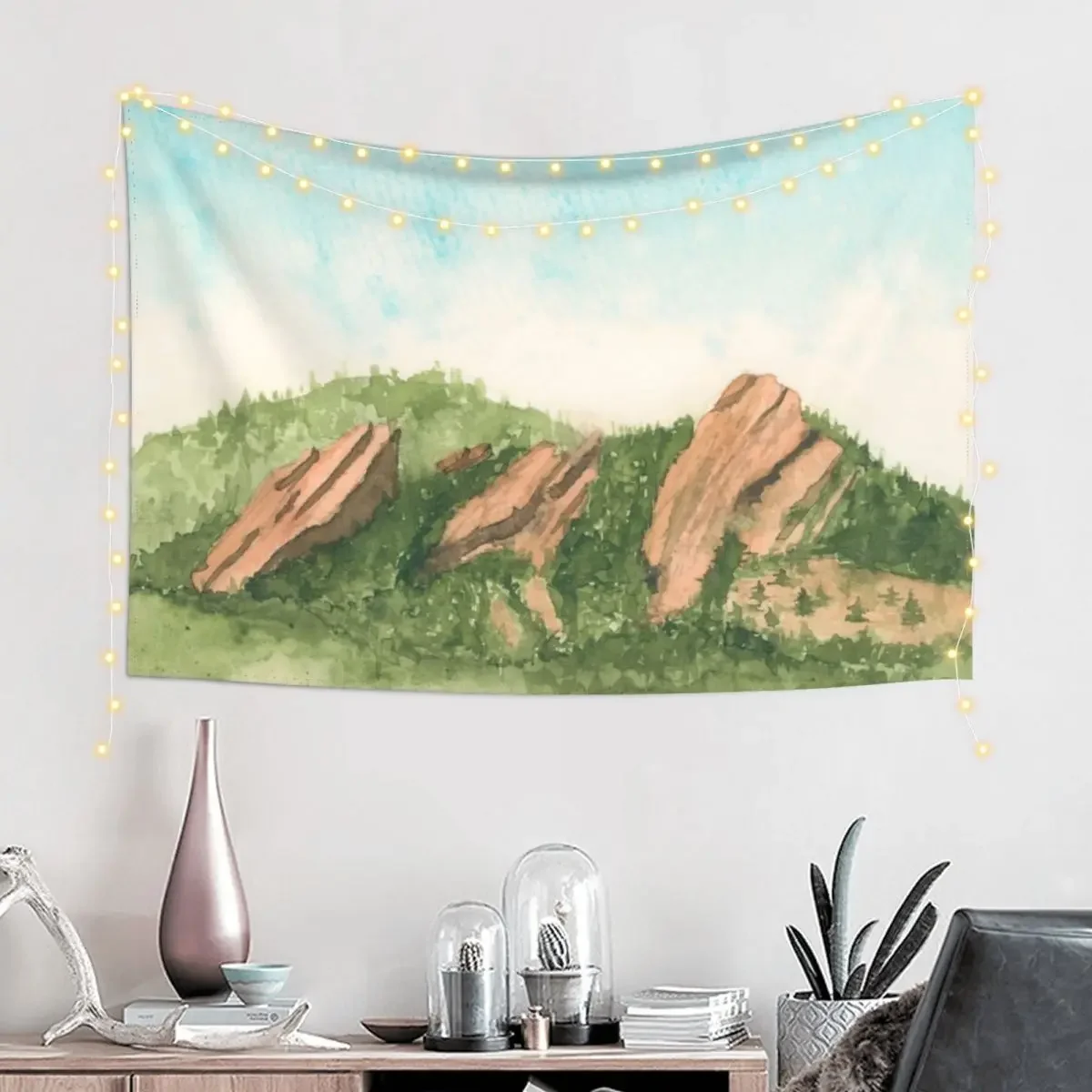 Flatirons Watercolor Tapestry Wallpapers Home Decor Korean Room Decor Bedroom Decor Kawaii Room Tapestry