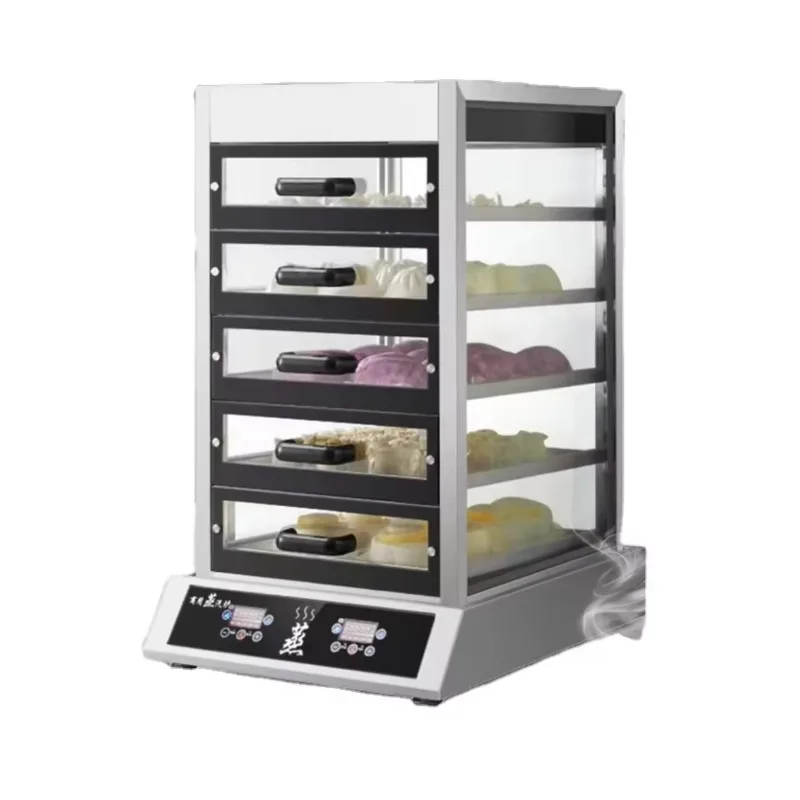 Commercial Fkitchen Equipment Food Steamer 5-Layer Restaurant Burner Warmer Electric Food Steamer Racks Store Food Hot Showcase