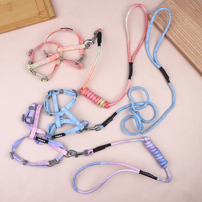Set Adjustable Escape Proof Soft Vest Kitten Harness Pet Traction Supplies With Collar Small Cat Outdoor Cat Harness And Leash