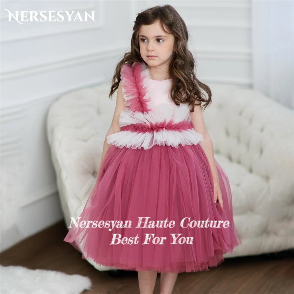 Nersesyan Mix Colors Elegant Flower Girl Dresses For Wedding A-Line Ruched Tulle Sleeveless Occasional Party Gowns Children 2024