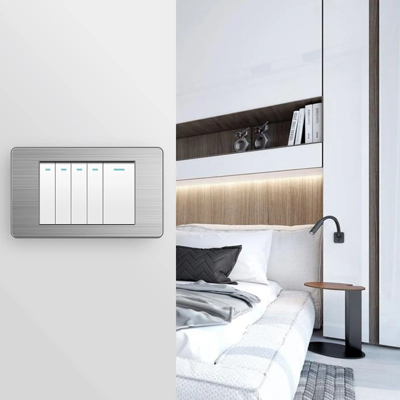 PSSRISE S18 Stainless Steel Power Socket Light Switch with Type-c USB Port Brazil Outlet Button Home Switch Electrical Socket