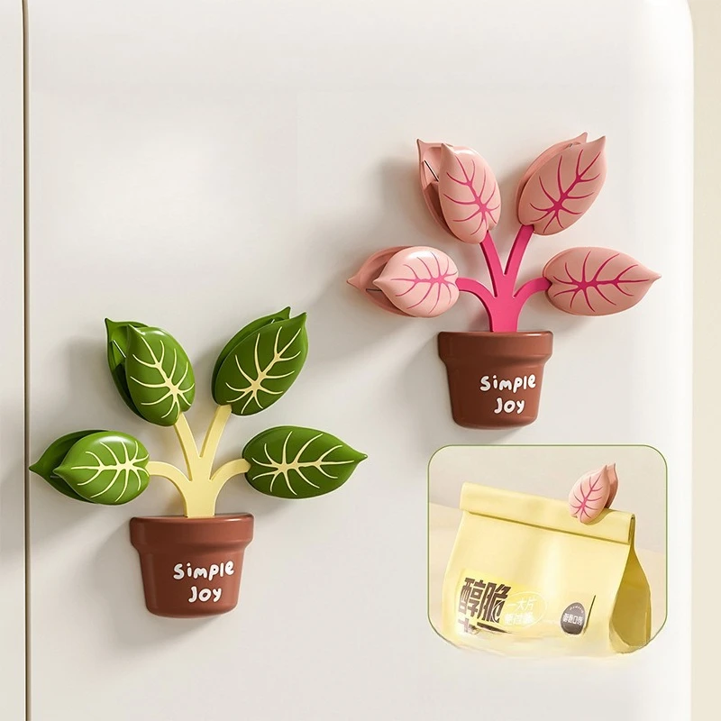 1/2 Stück Niedliche Pflanzenförmige Magnetische Lebensmittel-Verschlussclips Küchen-Kühlschrank-Magnet Snack-Frischhalteclips Küchenzubehör – Detail 5
