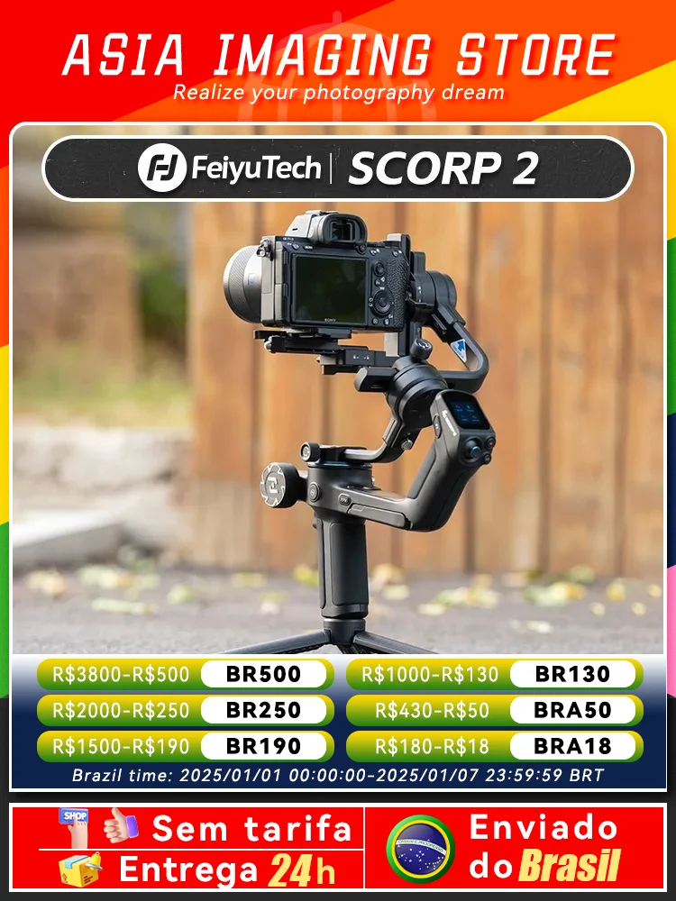 FeiyuTech SCORP 2 Camera Gimbal Stabilizer 3-Axis Handheld Mirrorless DSLR for Sony ZVE10 A7IV A6400 Canon R Nikon Feiyu Tech