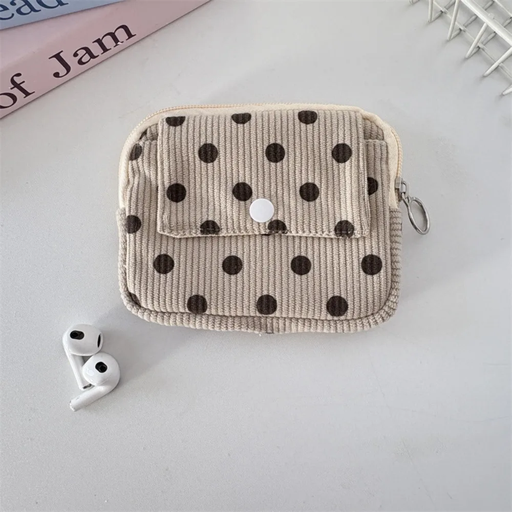 Leopard Print Corduroy Printed Storage Bag Bow Polka Dot Ethnic Style Coin Purse Small Floral Print Korean Style