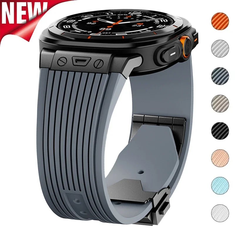 

Силиконовый ремешок с изогнутым концом без зазоров для Samsung Galaxy Watch 7 Ultra 47 мм, роскошный спортивный ремешок для Galaxy 7 Ultra, браслет