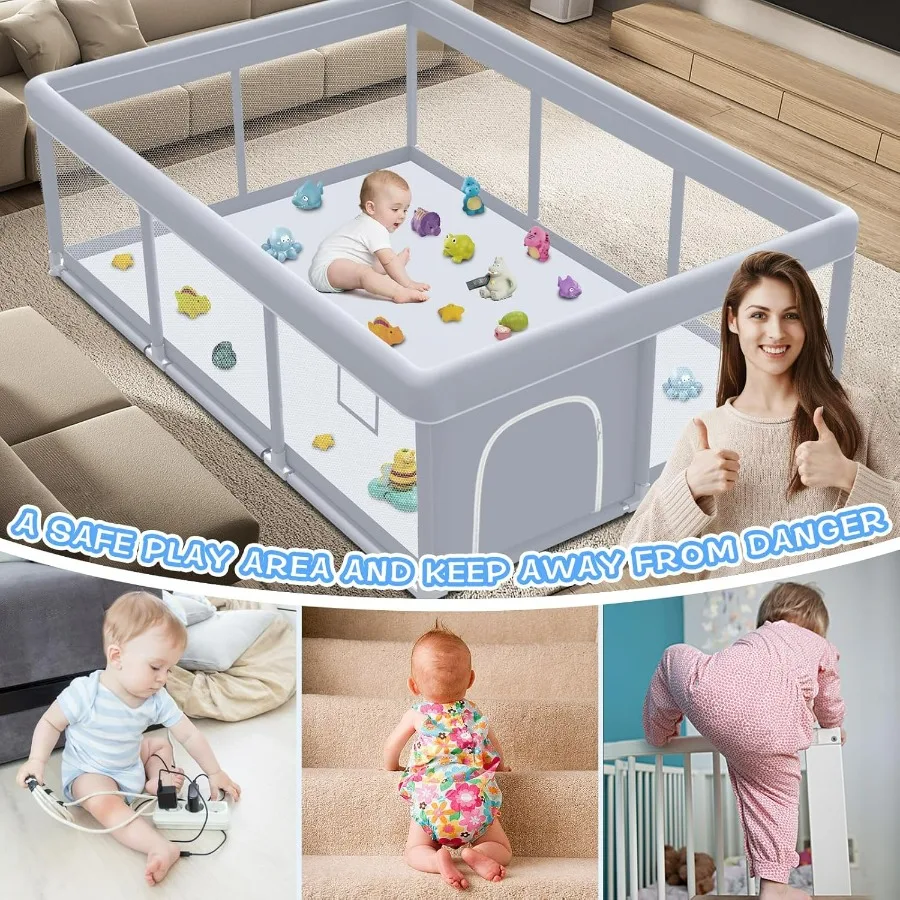 Baby Playpen 74 x 50 Inch Play Pen Playards Playpen for Babies and Toddlers Baby Playard for Indoor Outdoor Active Center Game