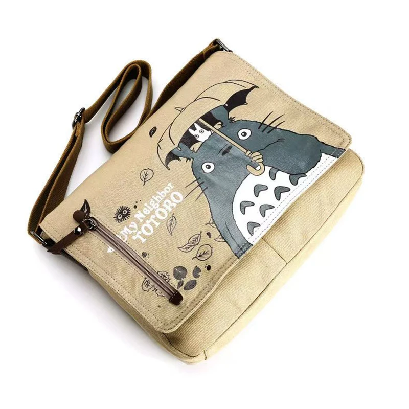 Anime One Piece Totoro Large Capacity Diagonal Crossbody Bag Multi Functional Men'S Single Shoulder Canvas Bags Student Backpack