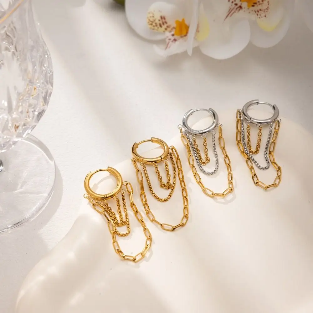 Boucles d'oreilles à pampilles de couleurs mélangées, plaquées or 18 carats, Design Simple, en acier inoxydable, haut de gamme, légères, de luxe, plaquées or